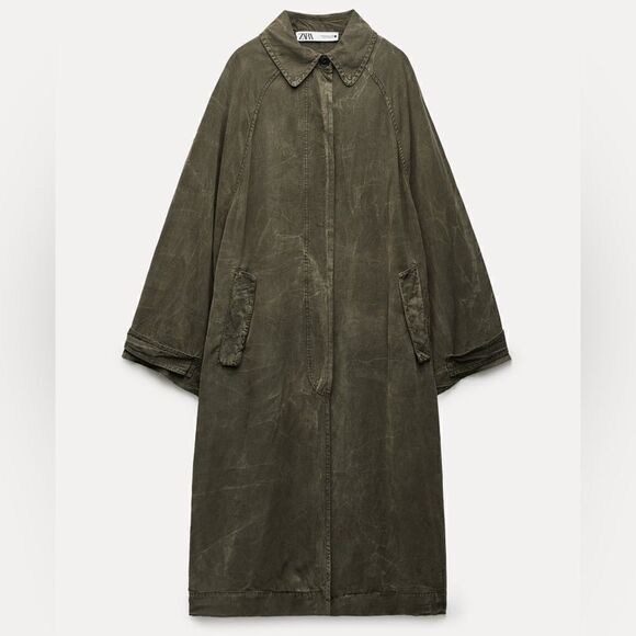 ZARA ZW COLLECTION WASHED LYOCELL TRENCH - Picture 8 of 16